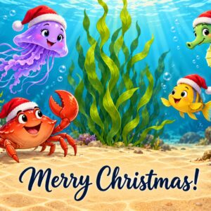 SeaLife Christmas Card front - Morse’s Art Gallery