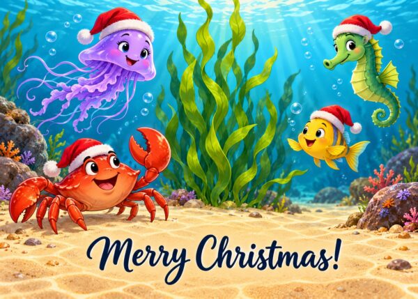 SeaLife Christmas Card front - Morse’s Art Gallery